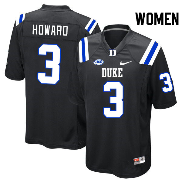 Women #3 Alex Howard Duke Blue Devils College Football Jerseys Stitched-Black